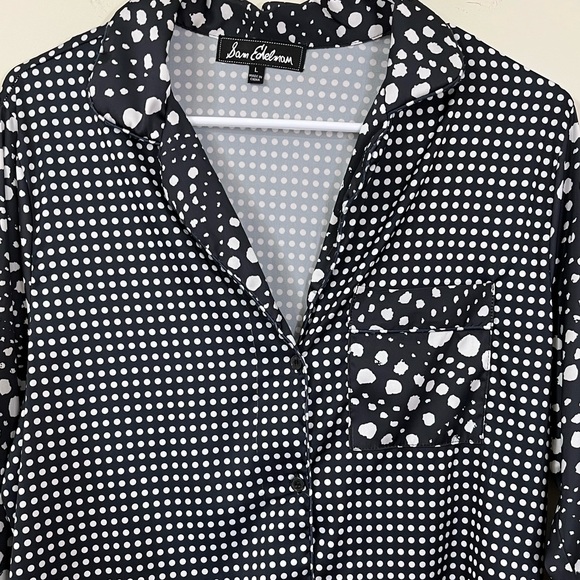 Sam Edelman Black White Multi-size Polka Dot Sleep Shirt - Picture 2 of 7